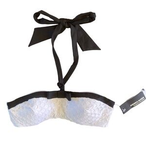 Andres Sarda Fazenda Halter Bandeau Bow Accent White Bikini Top NWT